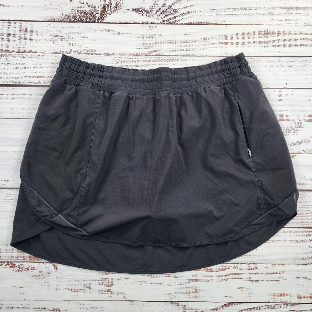 Lululemon Run Reflection Skirt Women's 8 Black Lined Skort Reflective Pocket